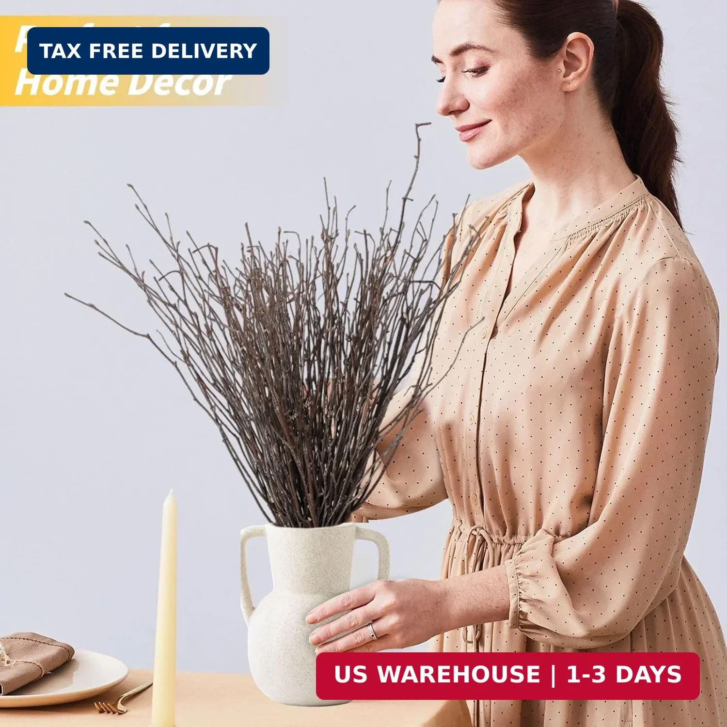 30Pcs Real Dried Birch Twigs – 16″ Decorative 100% Natural Birch Branches for Ea