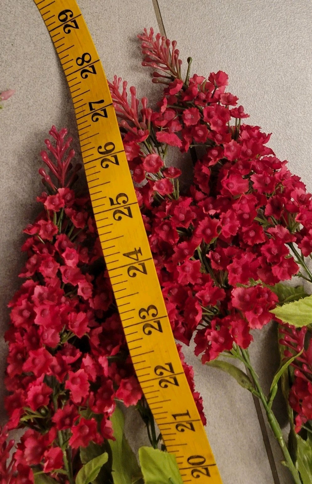 Vintage Plastic & Silk Faux Flowers Lot Of 21 Variety Roses 27″ Shades Fushsia
