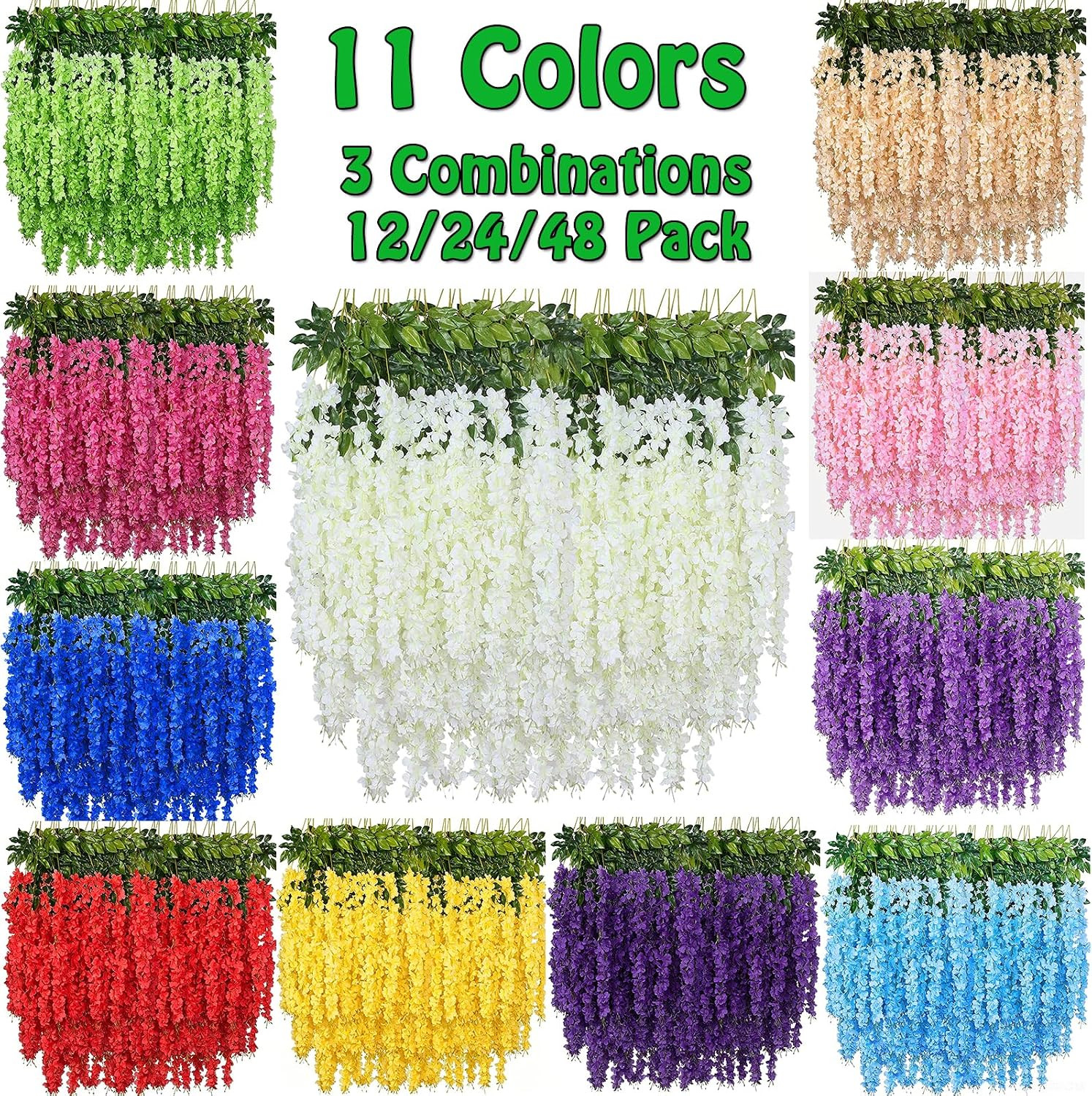 Artificial Wisteria Hanging Flowers Fake Wisteria Flower Garland Silk Vines Ratt