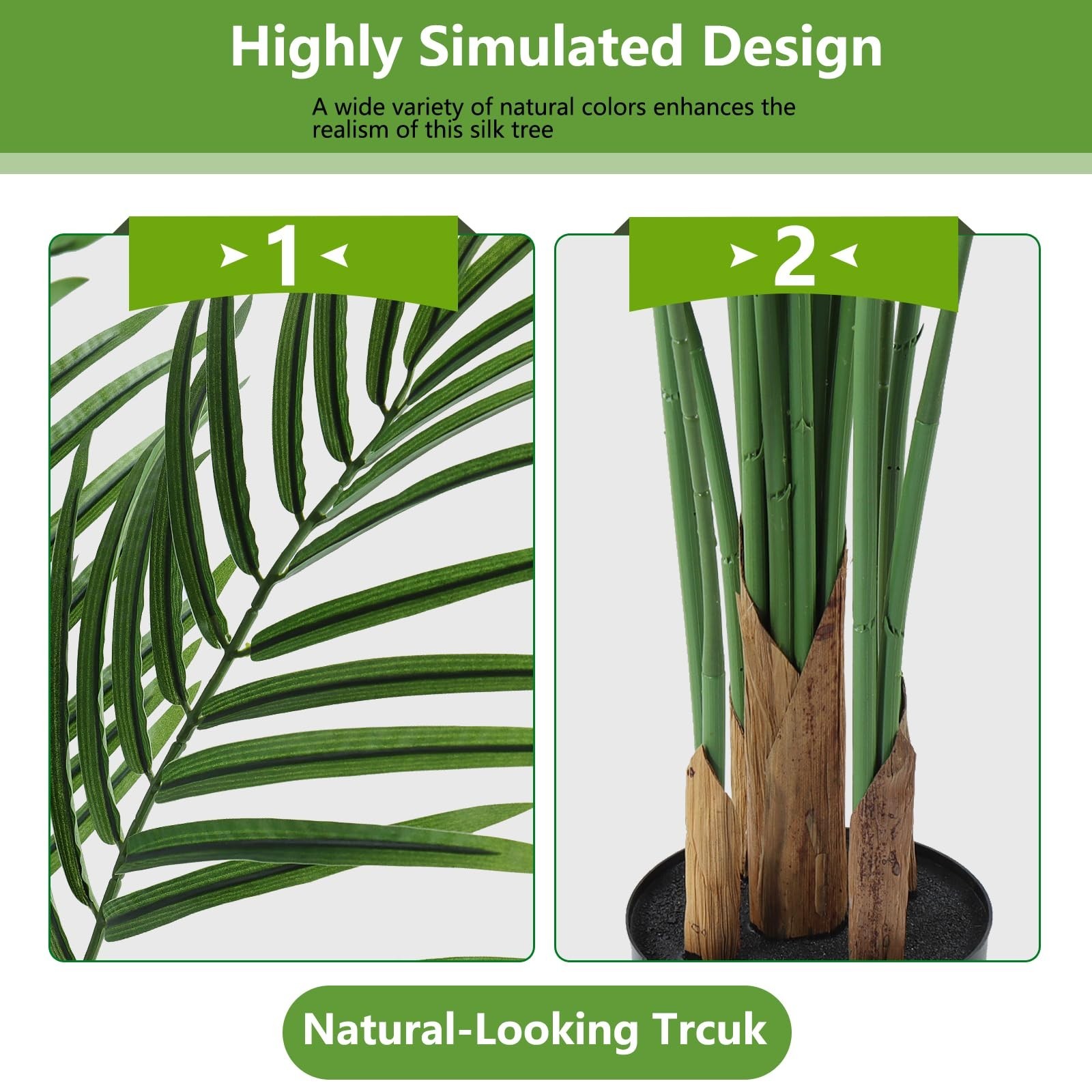 4ft Artificial Palm Tree – Large Faux Areca Palm with 13 Trunks for Indoor Decor