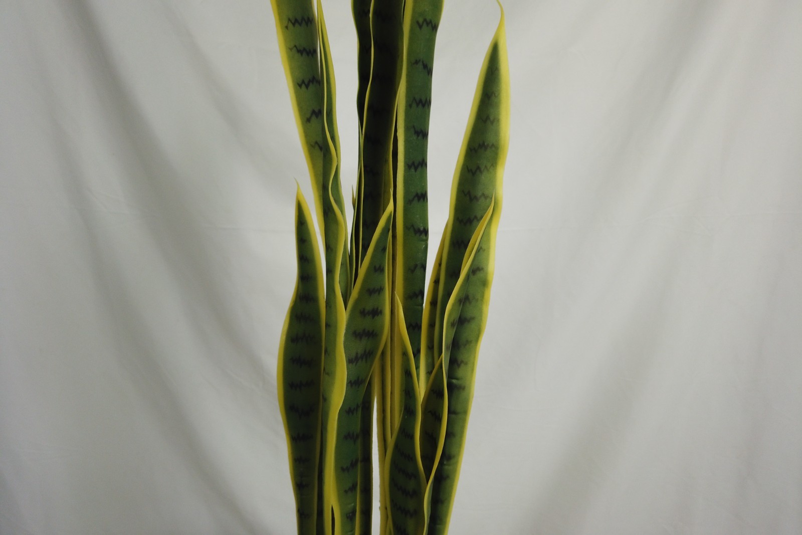 90cm Golden Edge Artificial Snake Plant with Tall Black Planter Minimalist House