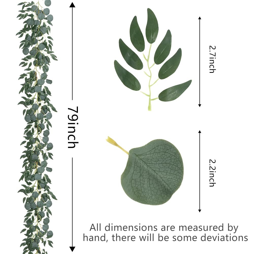 3 Strands Artificial Vines Kit, 78″ Silk Eucalyptus Ivy Garland Green Leaves …