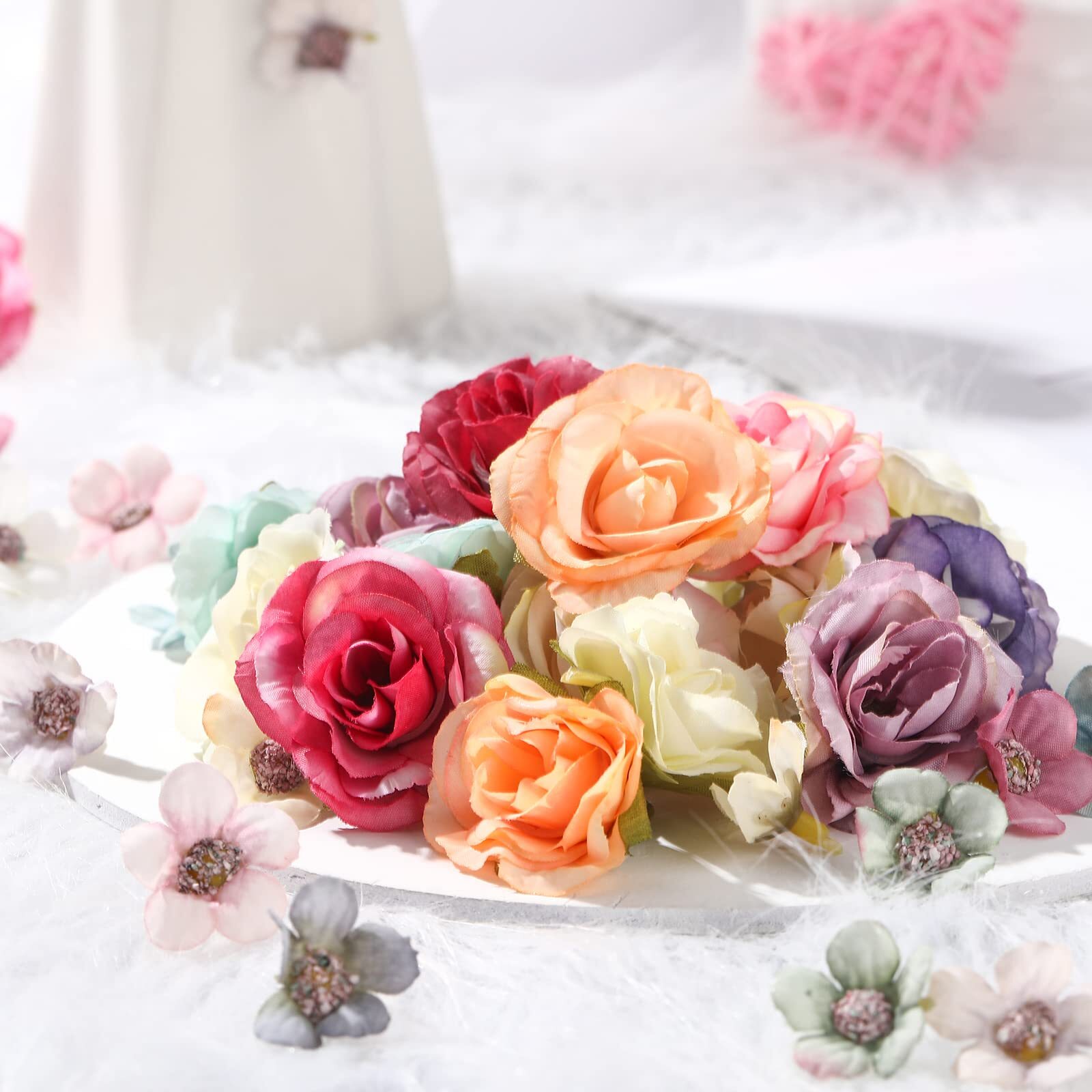 174 Pieces Fake Mini Flowers Bulk Small Silk Artificial Fabric Flowers for We…
