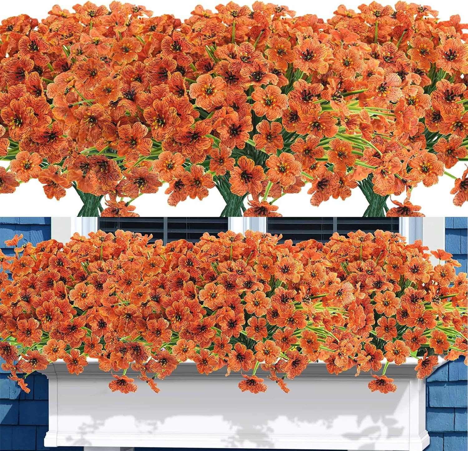 Elegant 16-Piece Orange Artificial Flower Set – Perfect for Indoor & Outdoor Use