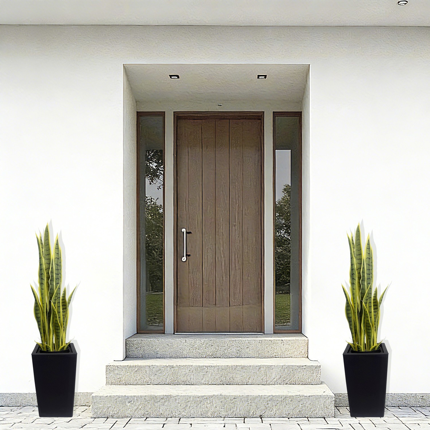 2 Pack 90cm Artificial Green Snake Plant with Pots Indoor Bedroom Office Decor