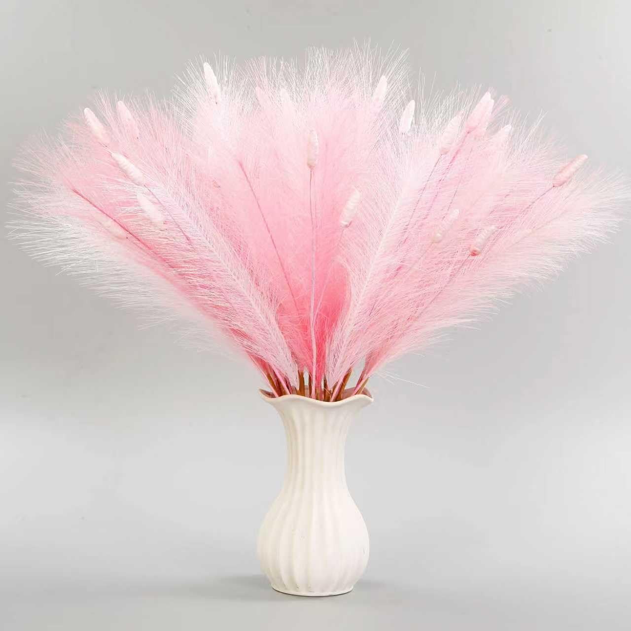 Pink Pampas Grass Decor 23.6 Inch Faux Bunny Tails Artificial Flowers 45PCS