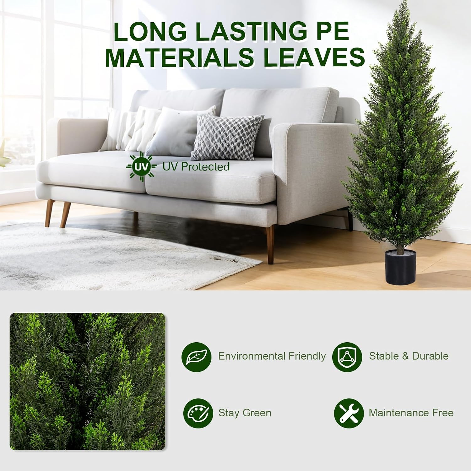 5FT Artificial Topiary Cedar Trees UV-Resistant Faux Evergreen Outdoor Plants