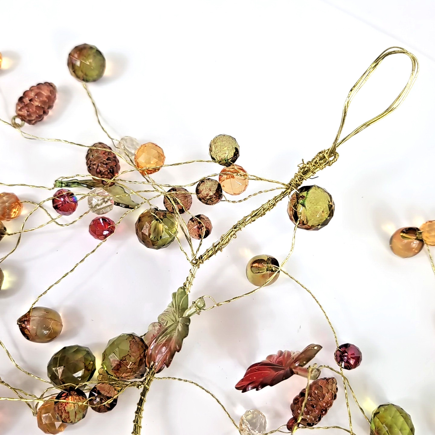 3 Handmade Garland Decor Acrylic Beads Grapes Berries Leaves Autumn Patio Decor