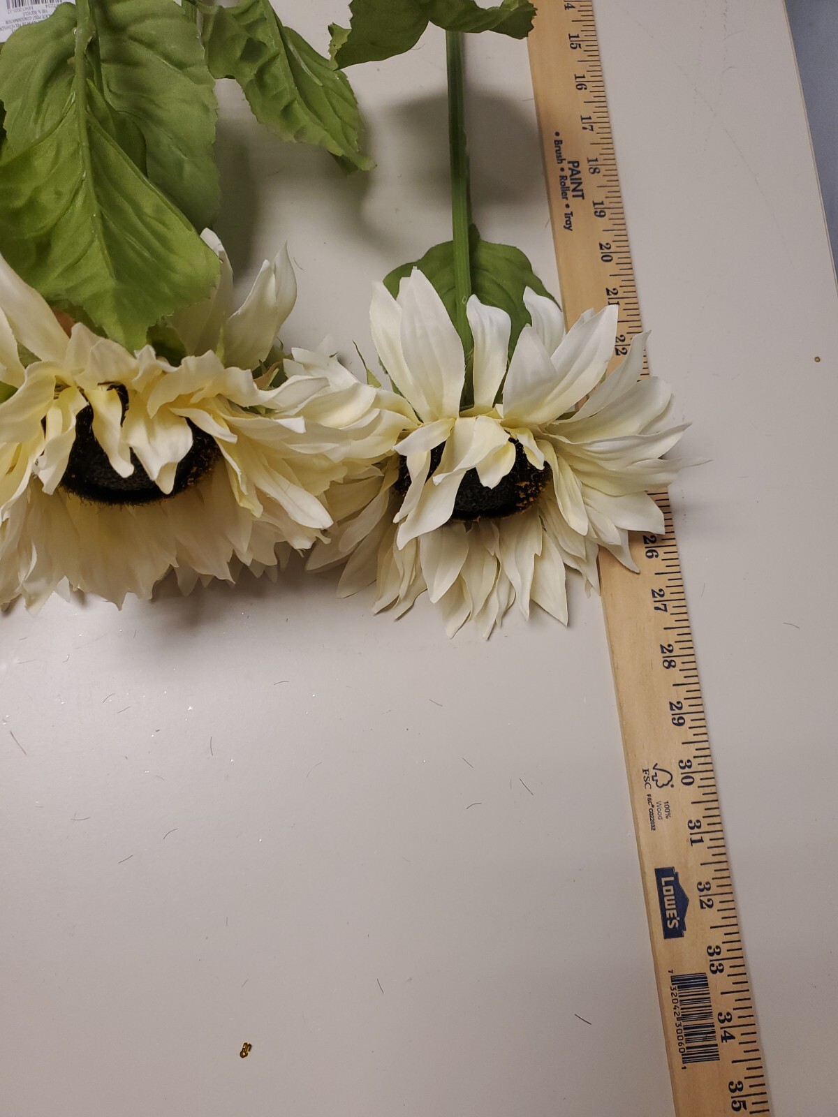LG Bloom White/Blk Sunflower Stem / Pick 27in High Autumn Fall Summer Floral