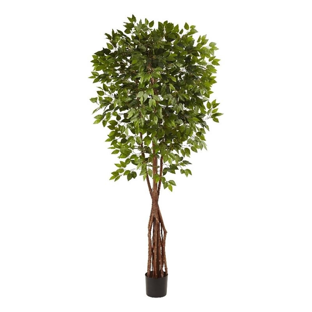 Nearly Natural 90″ Super Deluxe Ficus Tree with 1386 Leaves in Green/Black