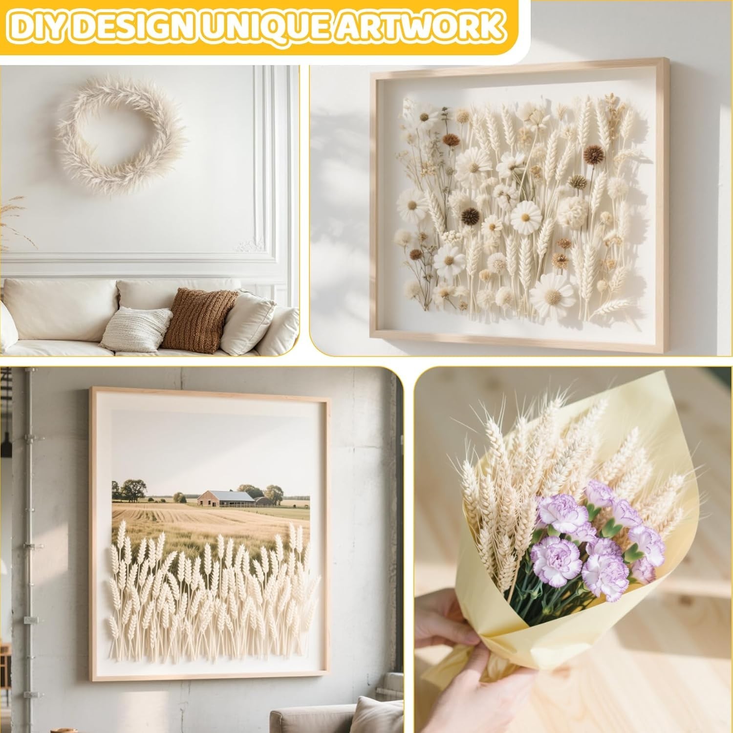 Versatile 50-Pack of 13.3 Inch White Dried Wheat – Ideal for Seasonal Decor