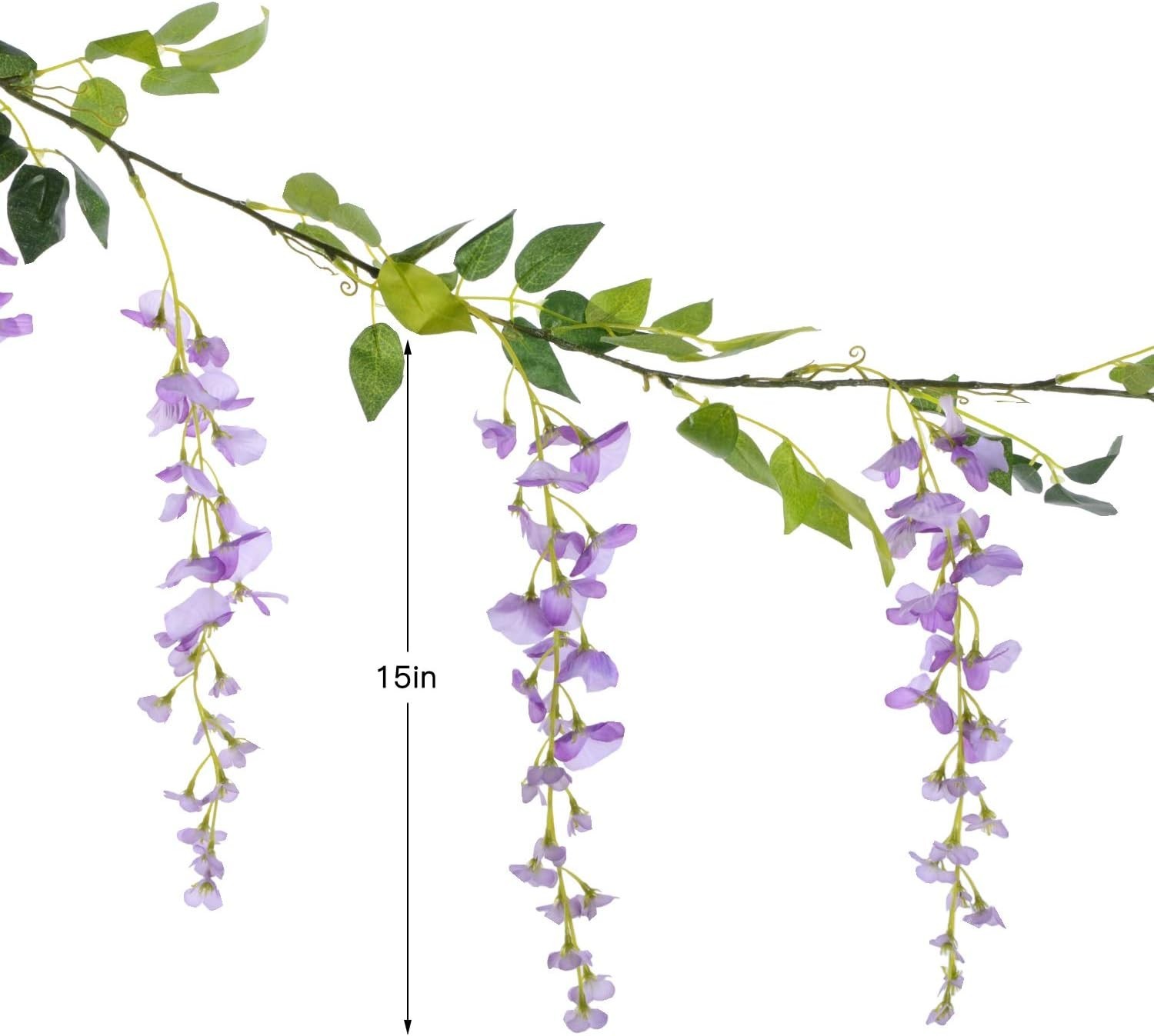 Artificial Wisteria Garland 28.8ft Silk Flowers for Wedding Garden Home Decor
