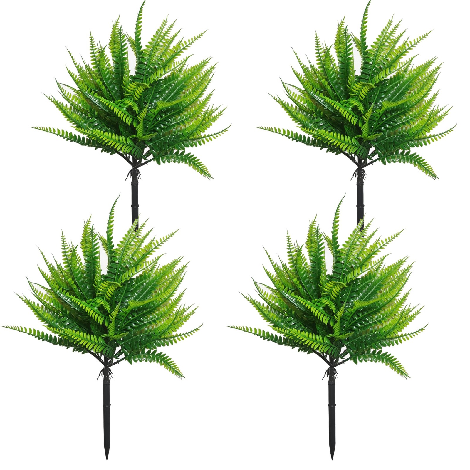 4 Pcs Artificial Fern Topiary with Ground Spike, UV Resistant Fake Boston Fer…