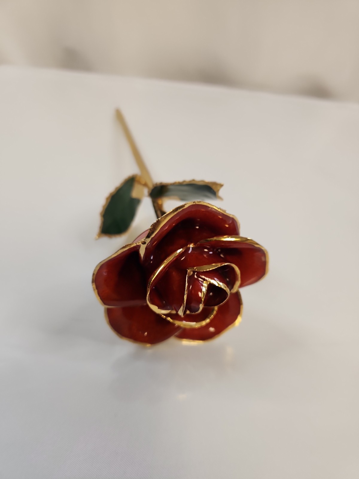 Lovely Red Rose with Gold Accents