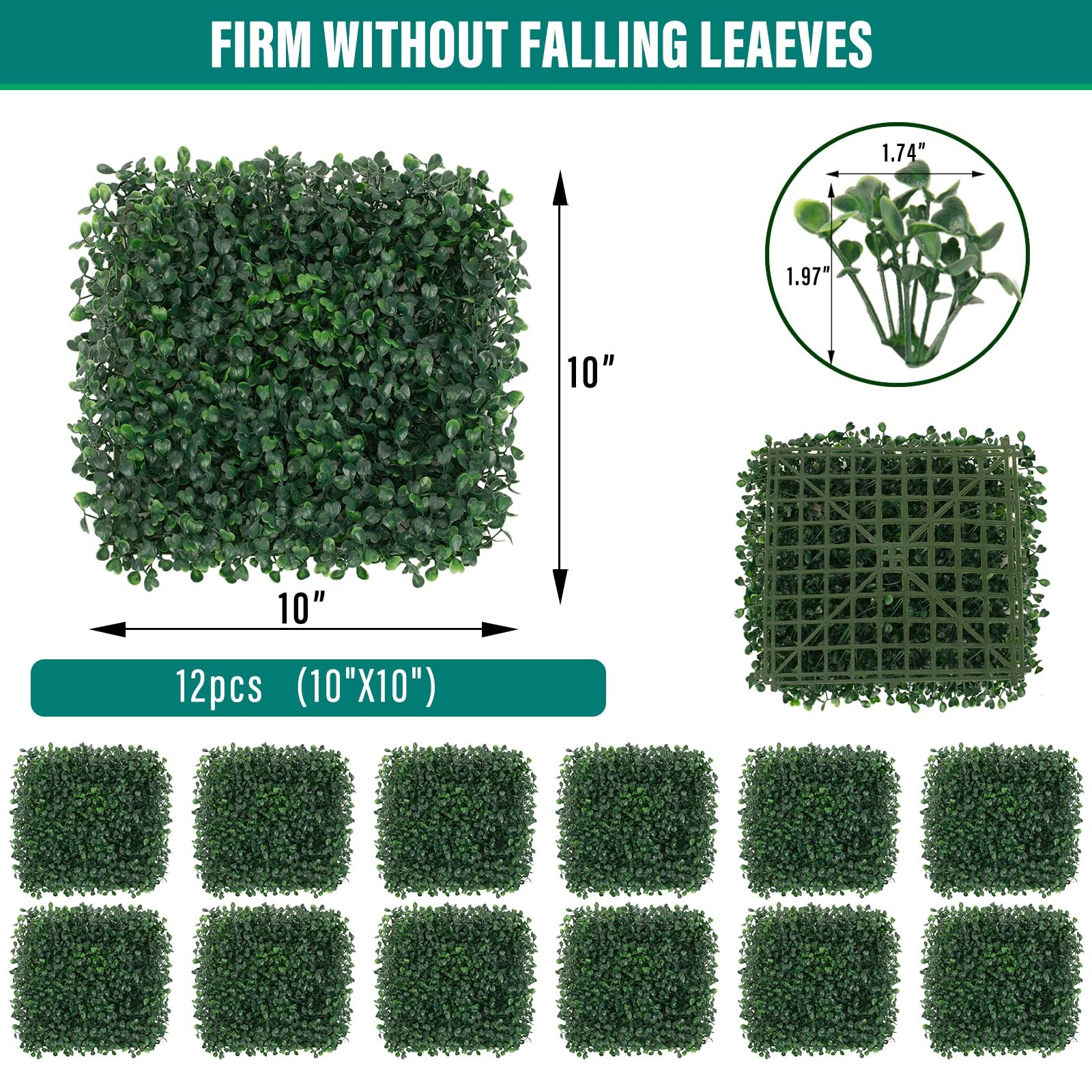 Artificial Boxwood Panels – 10×10 Inch Realistic Lush Green Wall Decor for In…