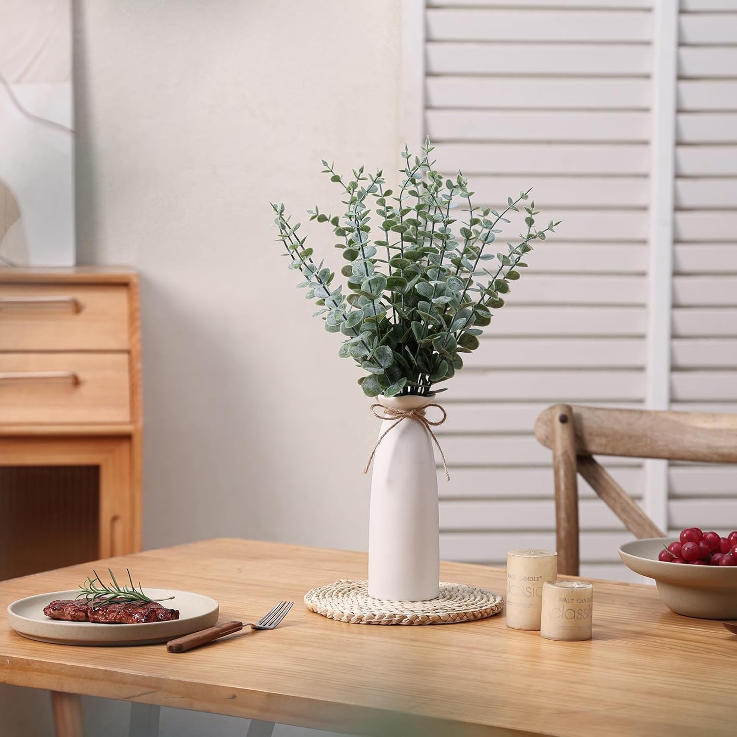 19″ Decorative Eucalyptus Centerpiece in Elegant White Vase, Perfect for Gifting