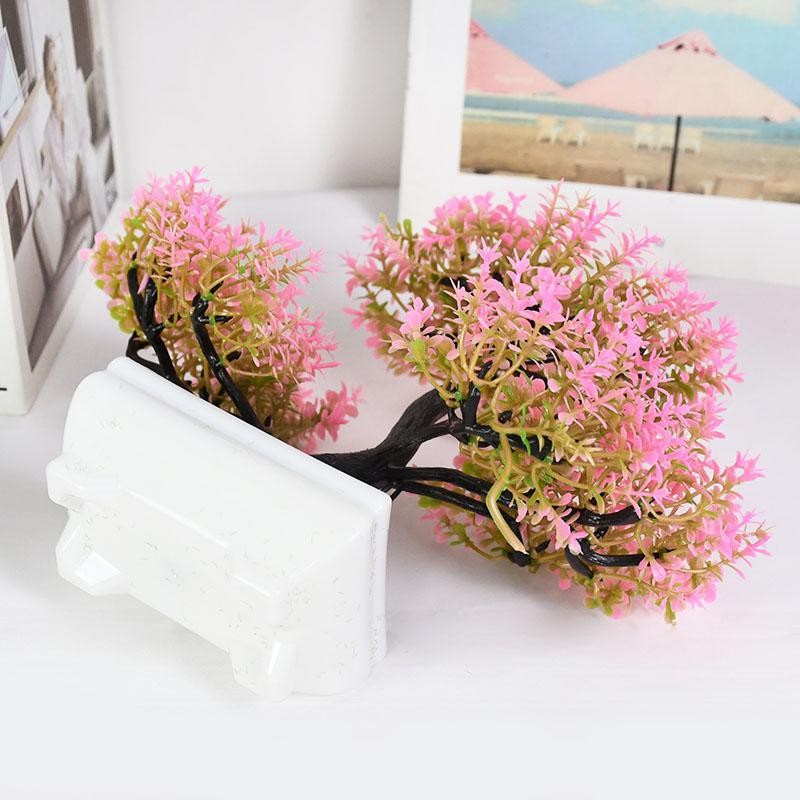 Artificial Bonsai Tree Small Potted Plant Fake Flowers Home Table Decor Gift