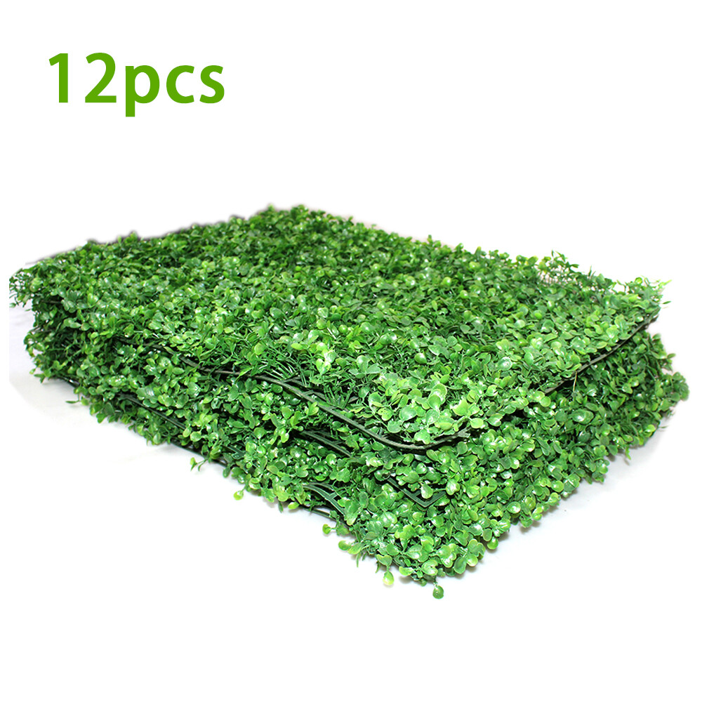 12/24 Pcs Artificial Plant Boxwood Mat Fence Hedge Wall Fake Grass Floral Decor