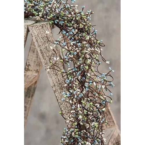 NEW PRIMITIVE Pip Berry Garland Blue Green White 48″ Beach Cottage Farmhouse
