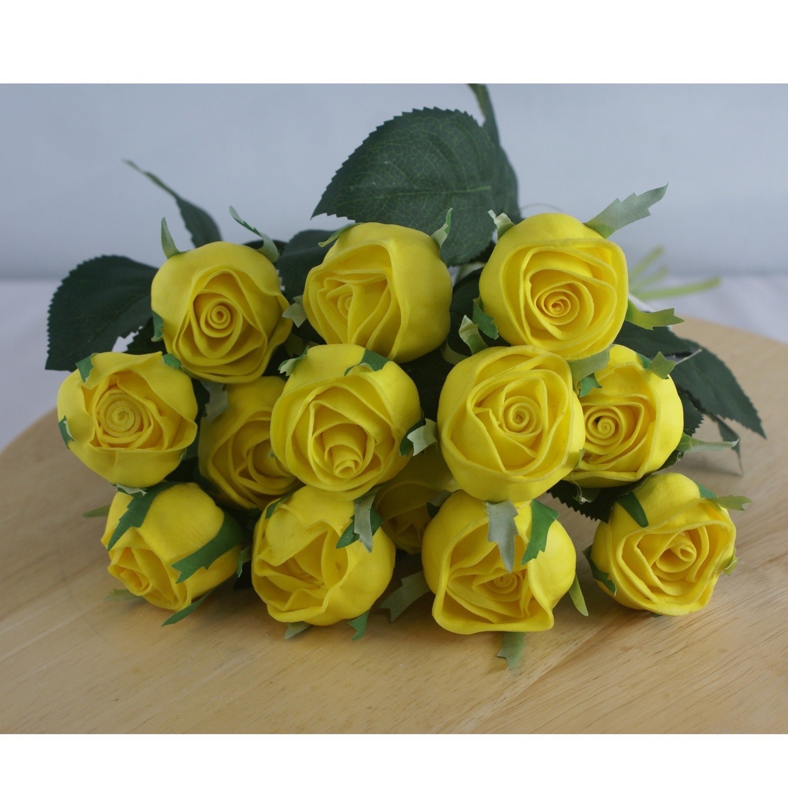 Magnolia Home Yellow Cabbage Rose Stems Faux Floral Decor 12 Inch Set of 12