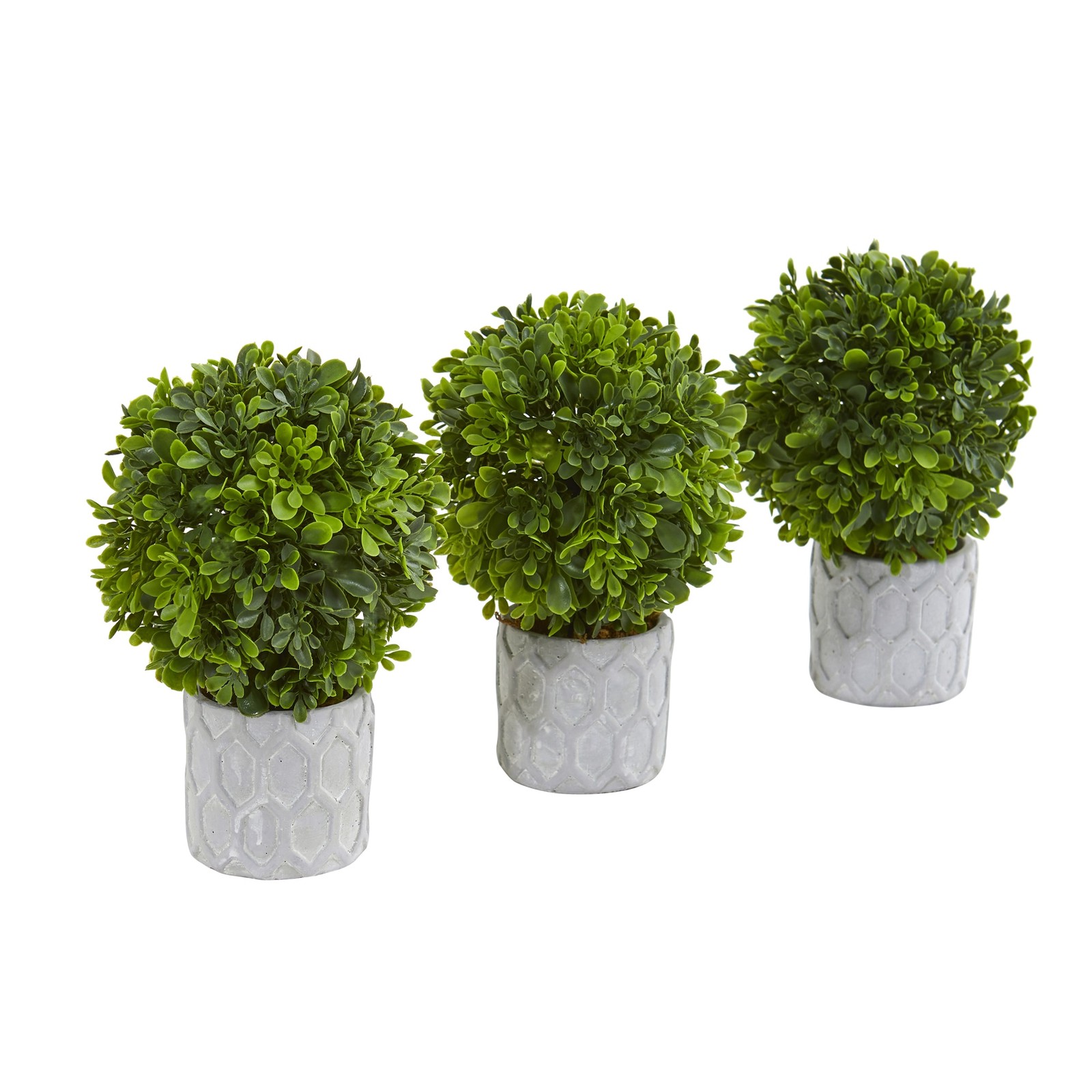 9 Inch Boxwood Artificial Mini Topiary Set of 3 Small Green Decor Plants