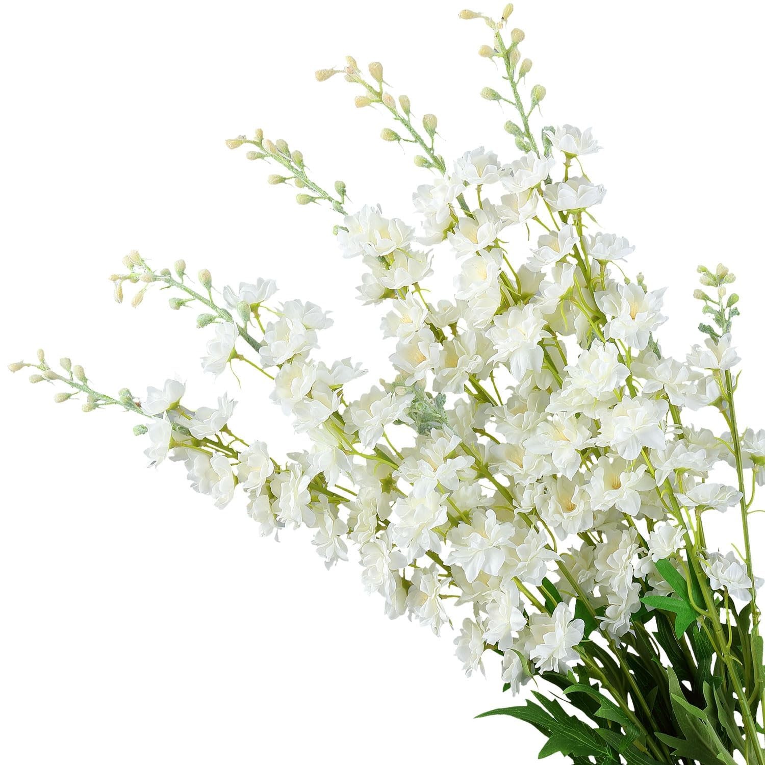 5Pcs Delphinium Artificial Flowers, 33″ Long Stem Silk Flower Tall Fake White