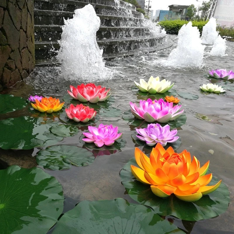 Floating Artificial Lotus Water Lily Flower Wedding Pond Garden Decoration US