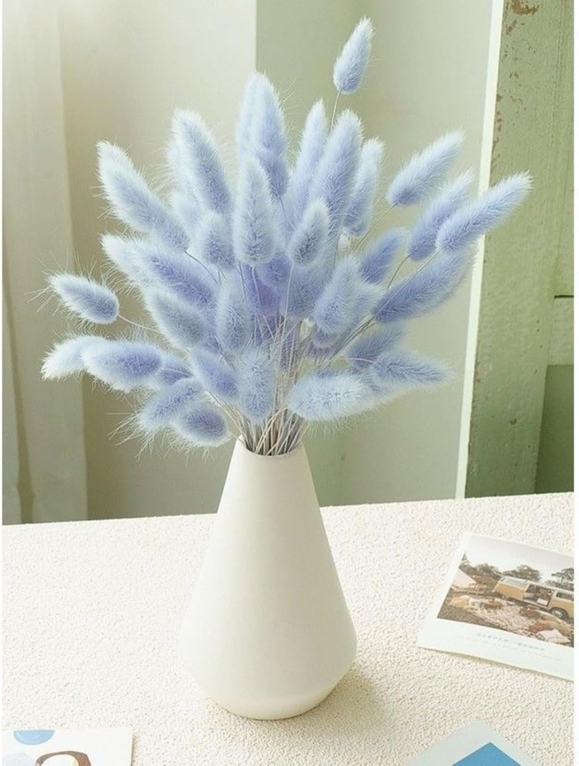 120 PCS Blue Dried Pampas Grass Decor, 17-inch Pompas Floral, Dry Flowers for De