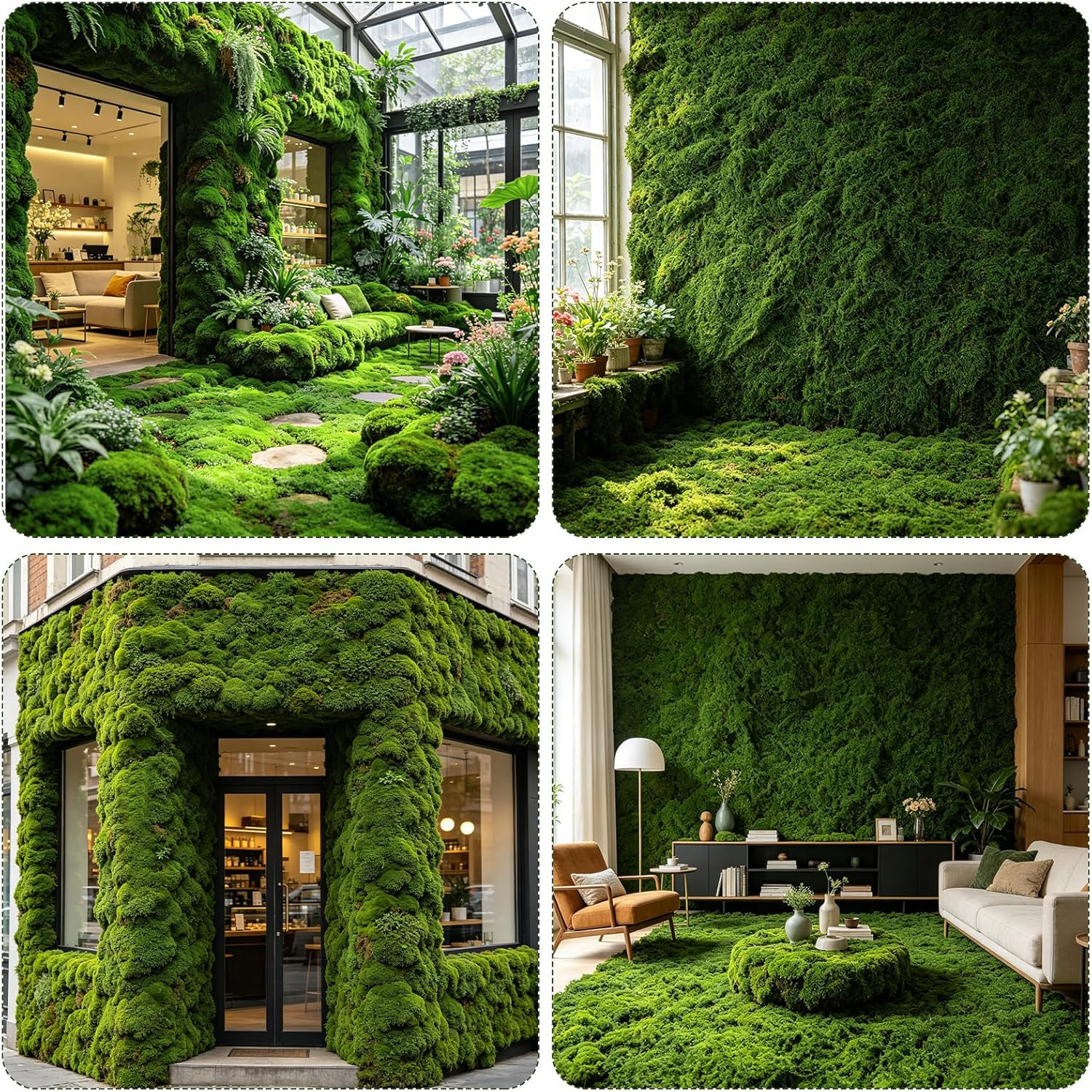 Artificial Moss Mat 2PC 39×78 Large Fake Moss Sheet Green Wall Decor Roll Crafts