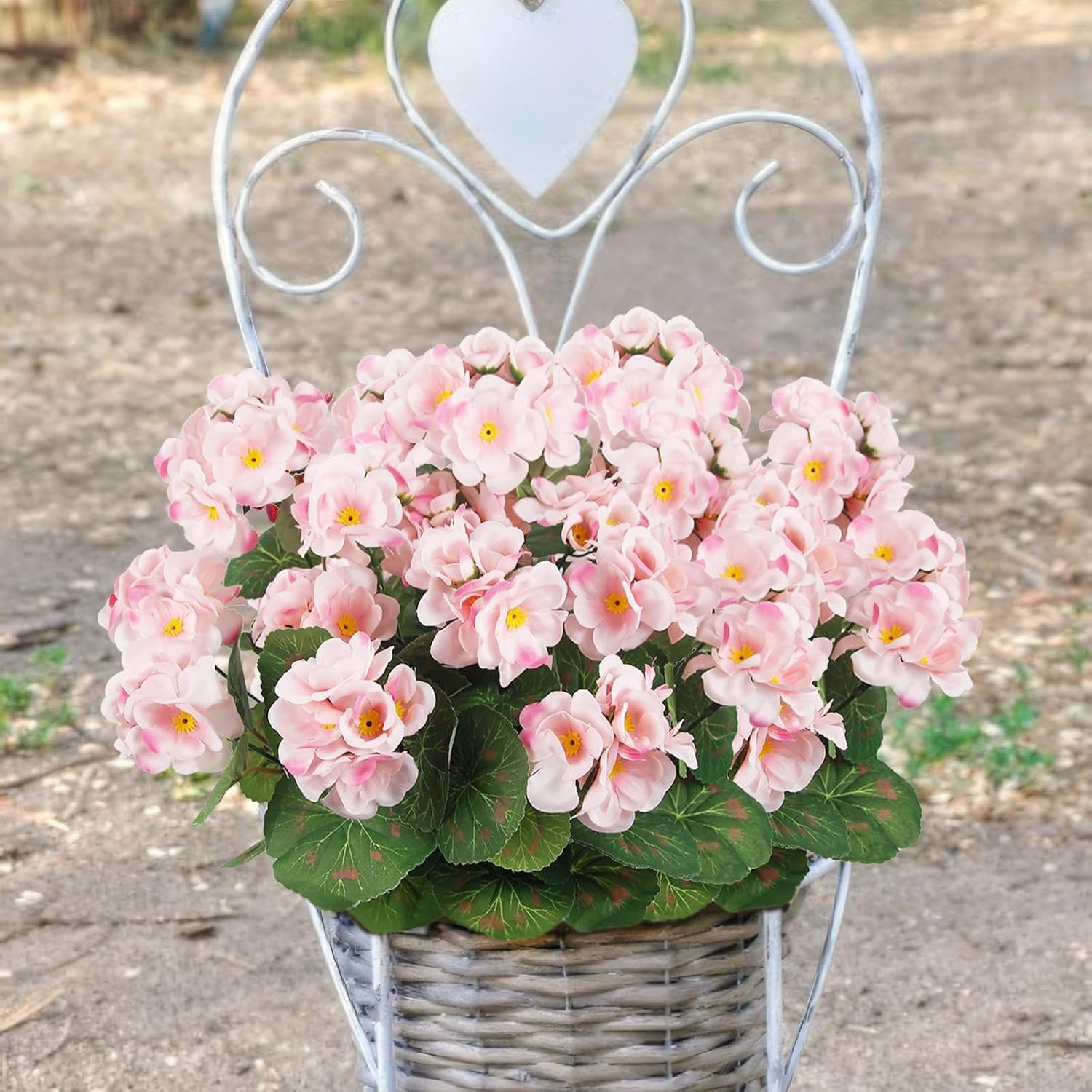 3 Pcs Artificial Flowers Silk Geraniums for Outdoors UV Resistant Pink