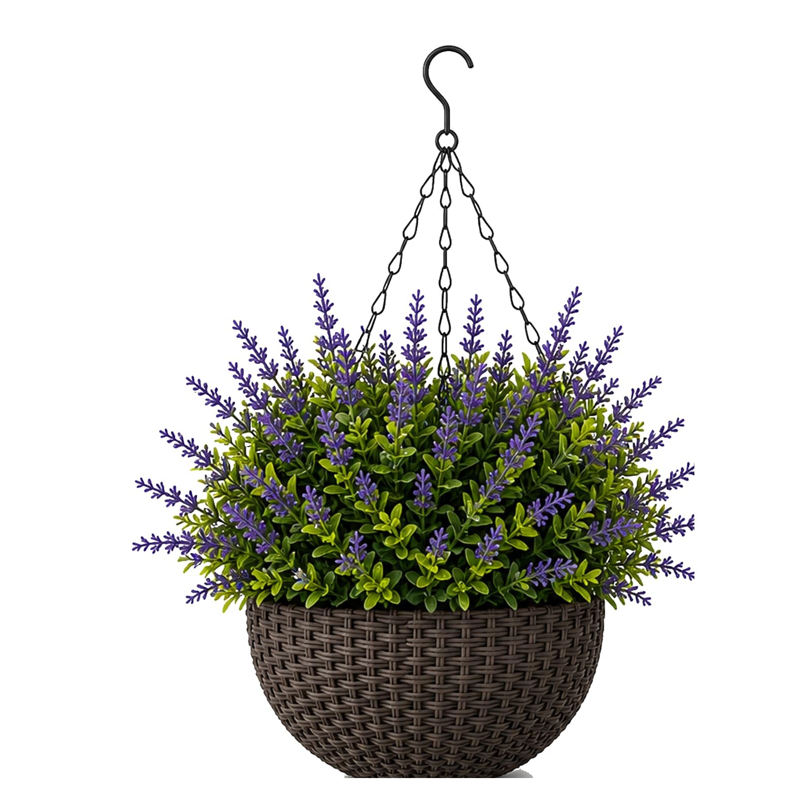 2 Pack Artificial Lavender Hanging Basket, UV Resistant Fake Flowers Hanging …