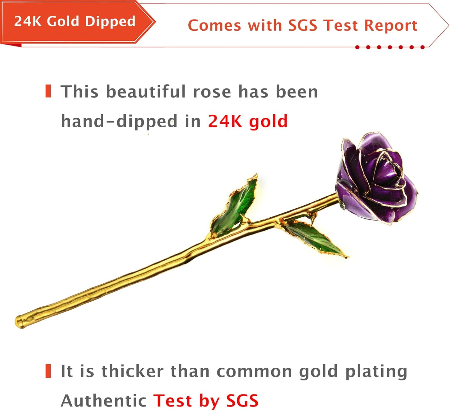 24K Gold Dipped Purple Rose – Unique Gift for Mom on Any Occasion