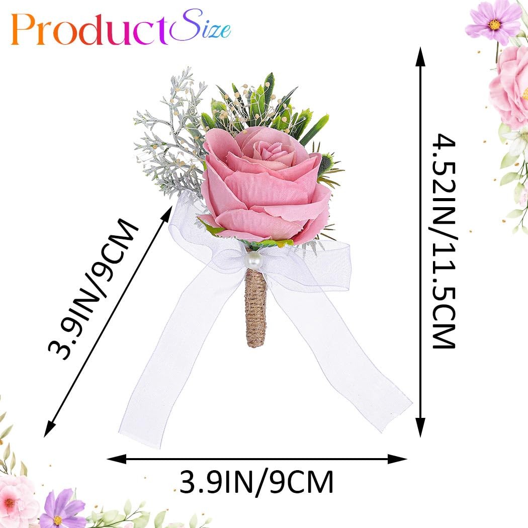 Pink Groom Wedding Rose Boutonniere Prom Buttonhole Suit Accessory Decor
