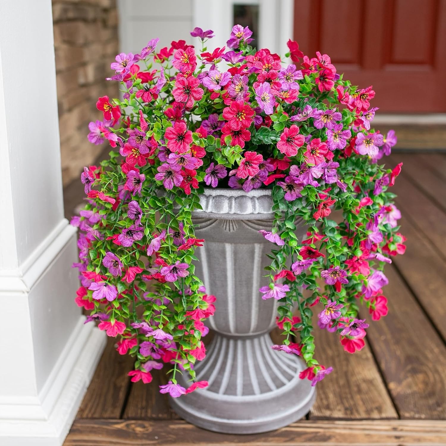 Weather-Resistant Faux Hanging Violets – 2 Pack UV-Protected Outdoor Decorations