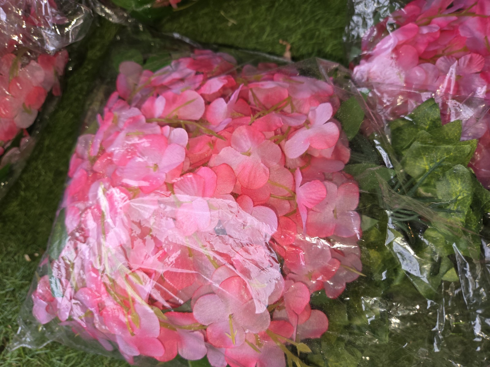Lot of 4 Artificial Pink Hydrangea Bouquets Faux Floral Home Wedding Decor