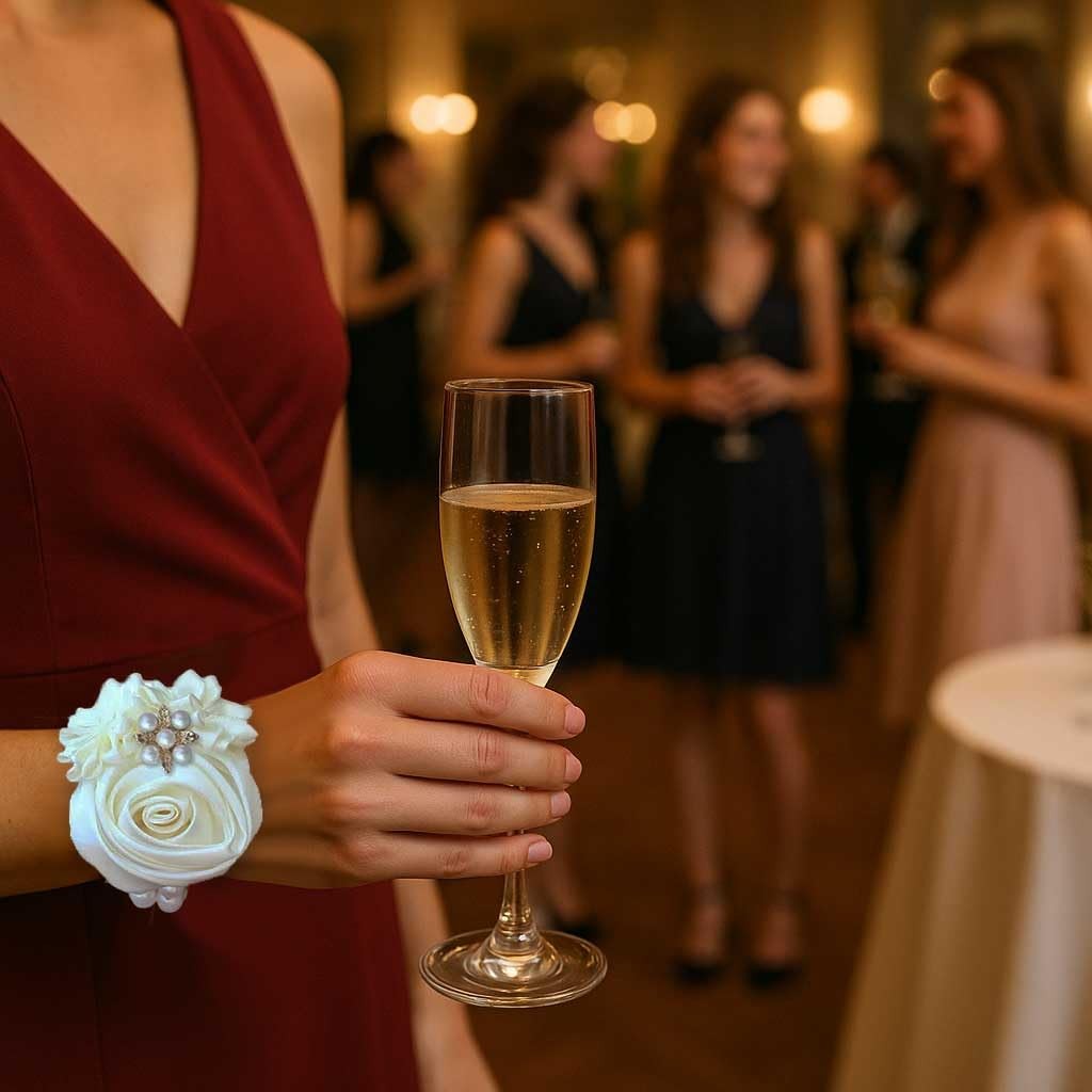 2 PCS Satin Rose Bridal Wrist Corsage Hand Flower Wedding Prom Ivory Decor