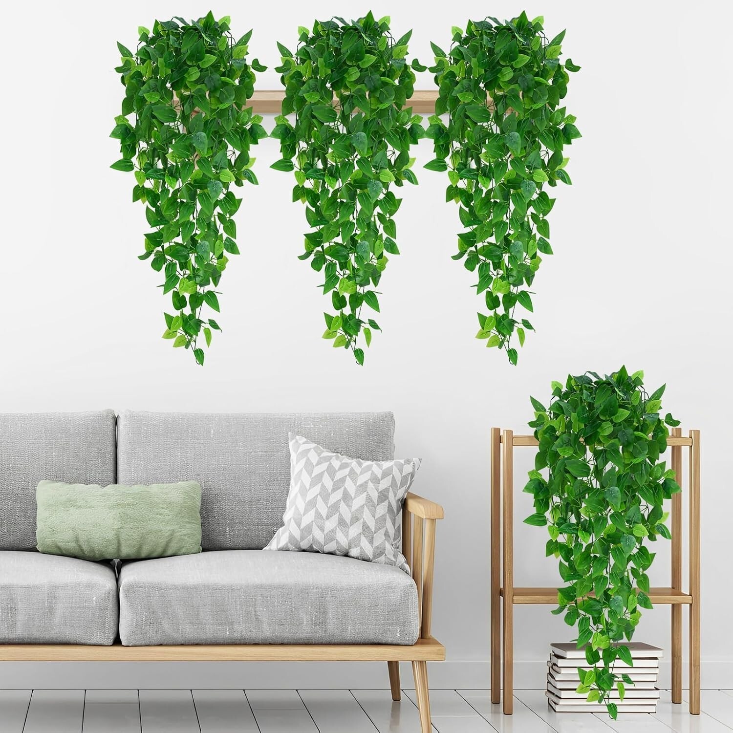 2 plantas colgantes artificiales de hiedra falsa para decoración de pared hogar