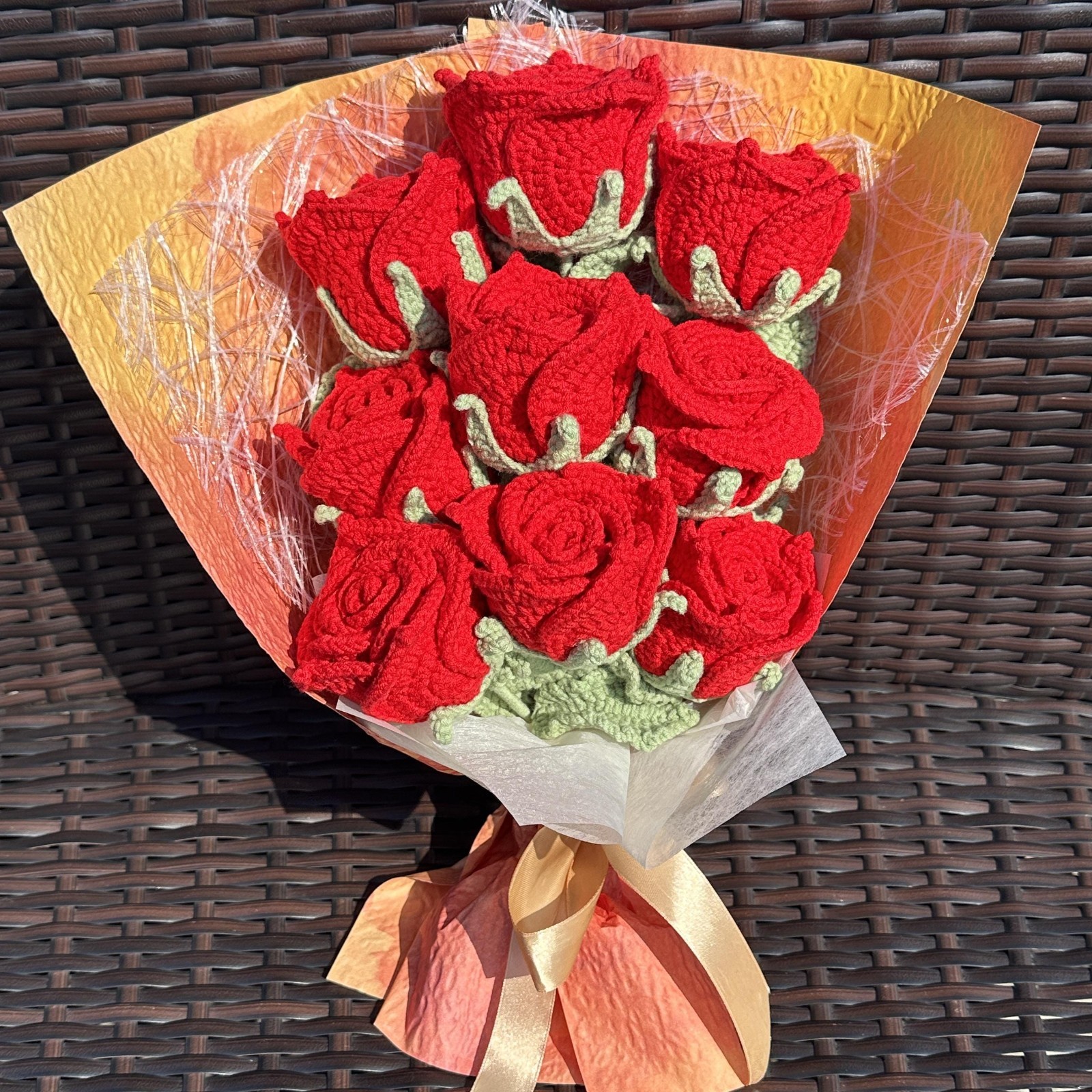 Crochet Rose Bouquet Handmade Yarn Flowers Artificial Flowers Gift for Her