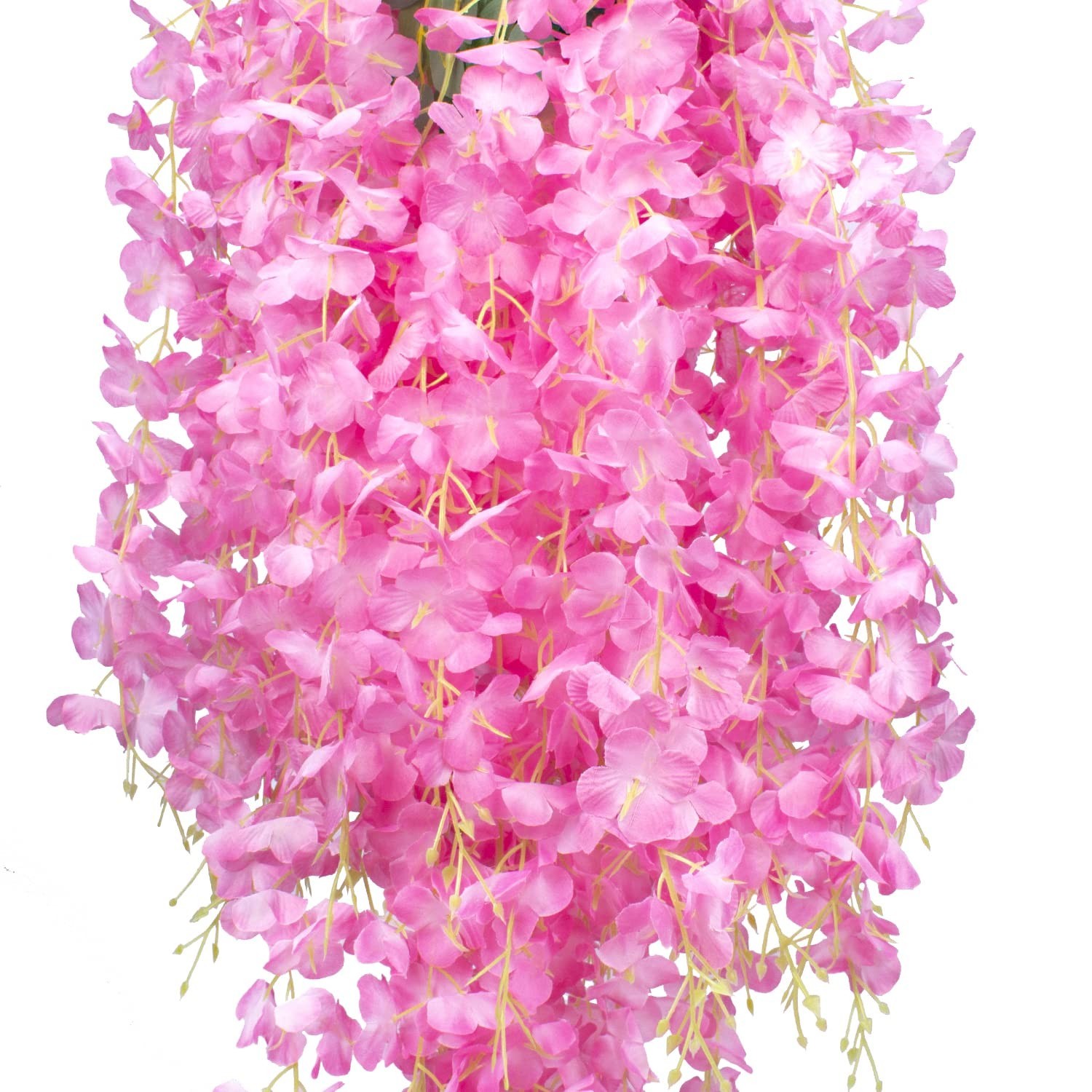 12 Pack Silk Wisteria Vine Hanging Flowers – Artificial Pink Floral Decor
