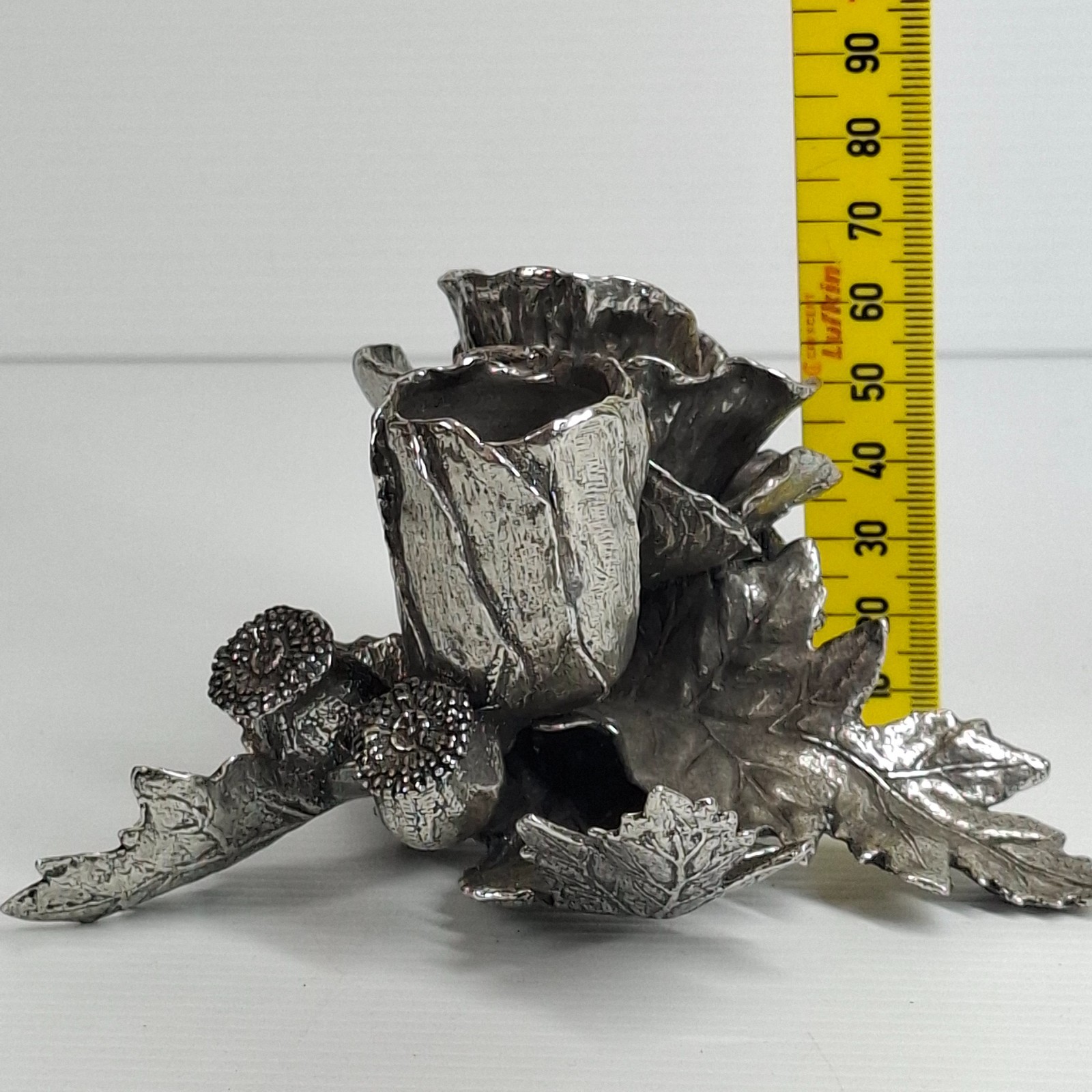 Vintage Royal Selangor Pewter Poppy Flower Candle Stick/Stand Holder Solid Heavy