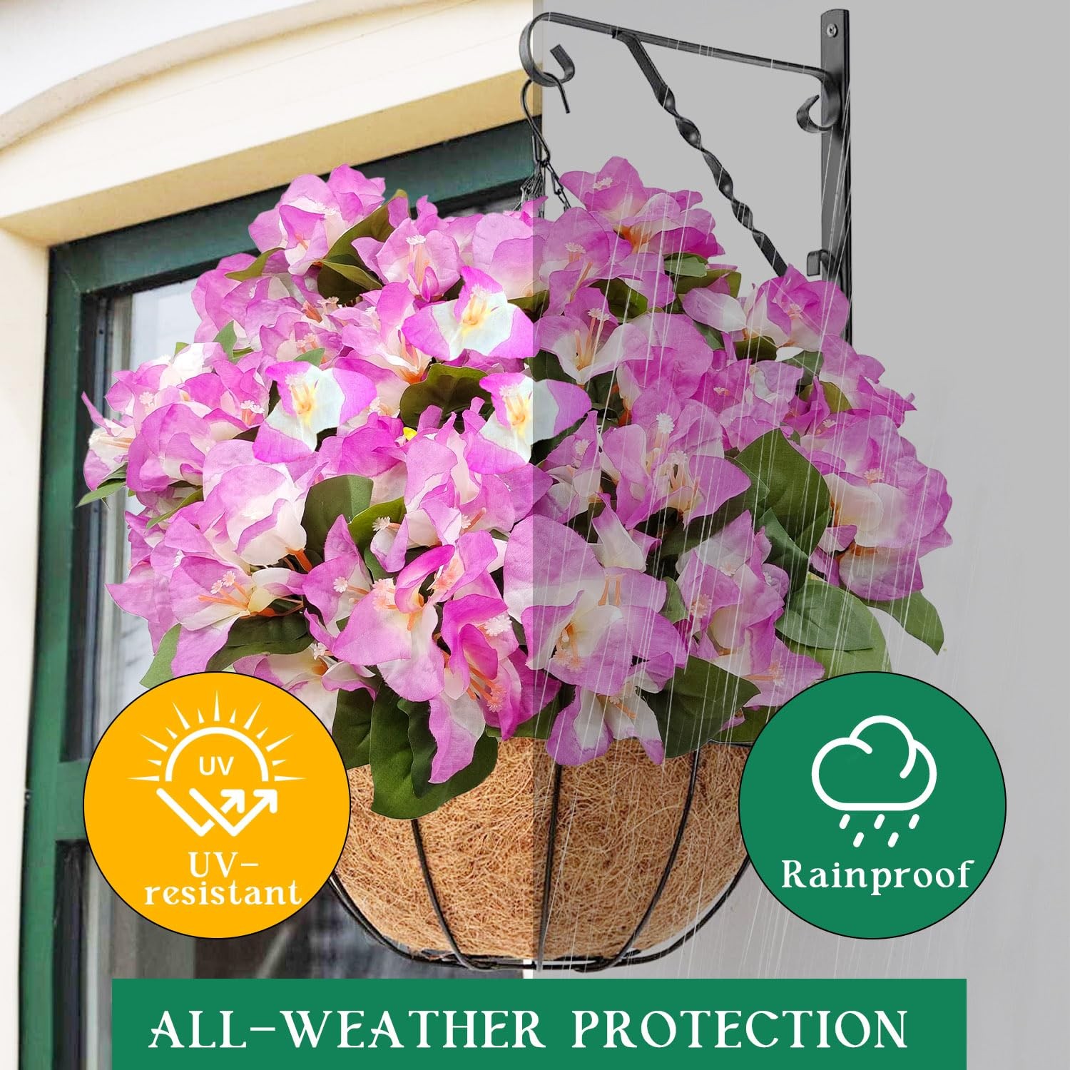 8 Bundles Artificial Flowers for Outdoors UV Resistant Fake Bougainvillea Sil…