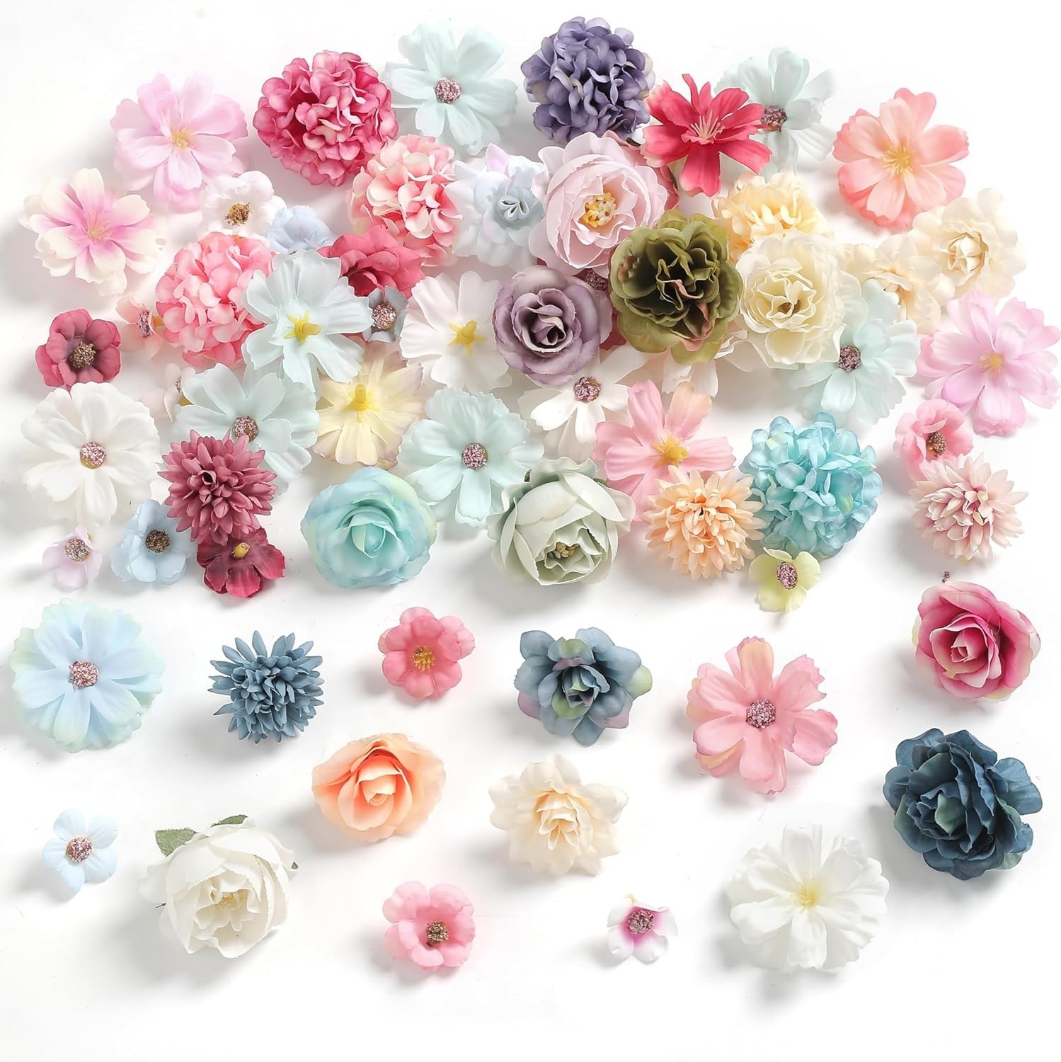 Assorted Mini Faux Flowers for Crafts, Garland, and Floral Arrangements