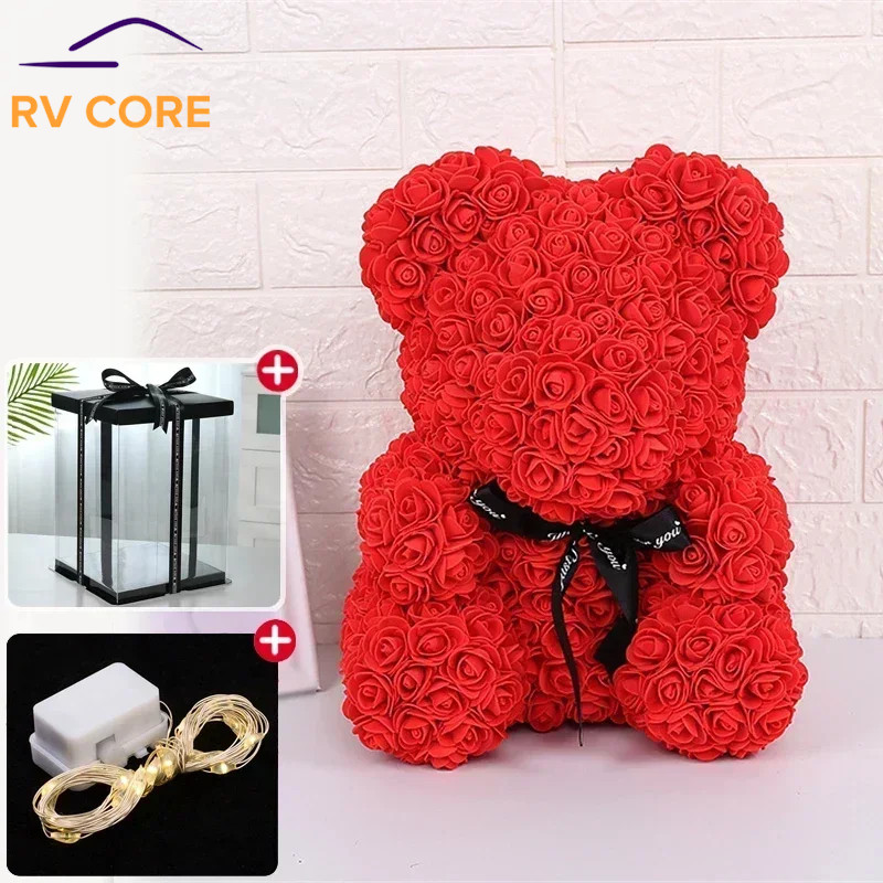 10″ Rose Teddy Bear with LED Light Gift Box Valentine’s Day Gift for Women