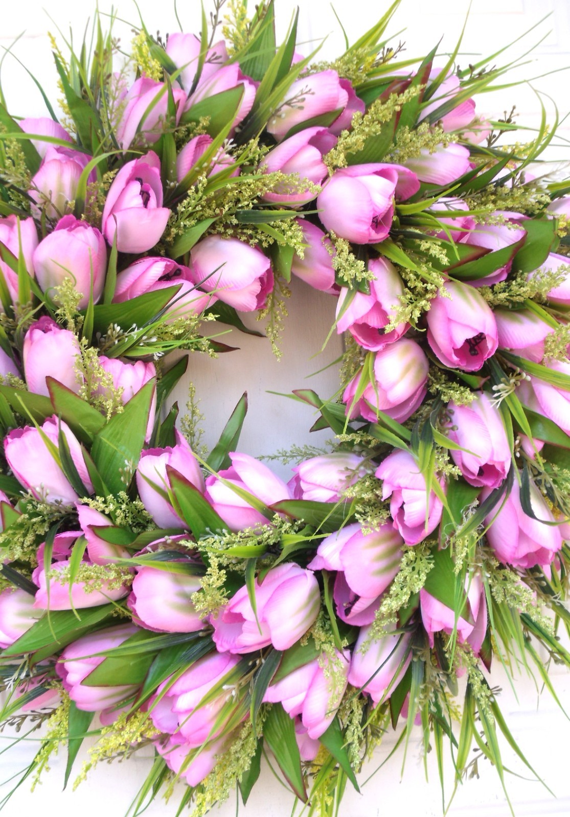 Pink Tulip Wreath, Spring Door/Wall Any Season Mother’s Day Wreath