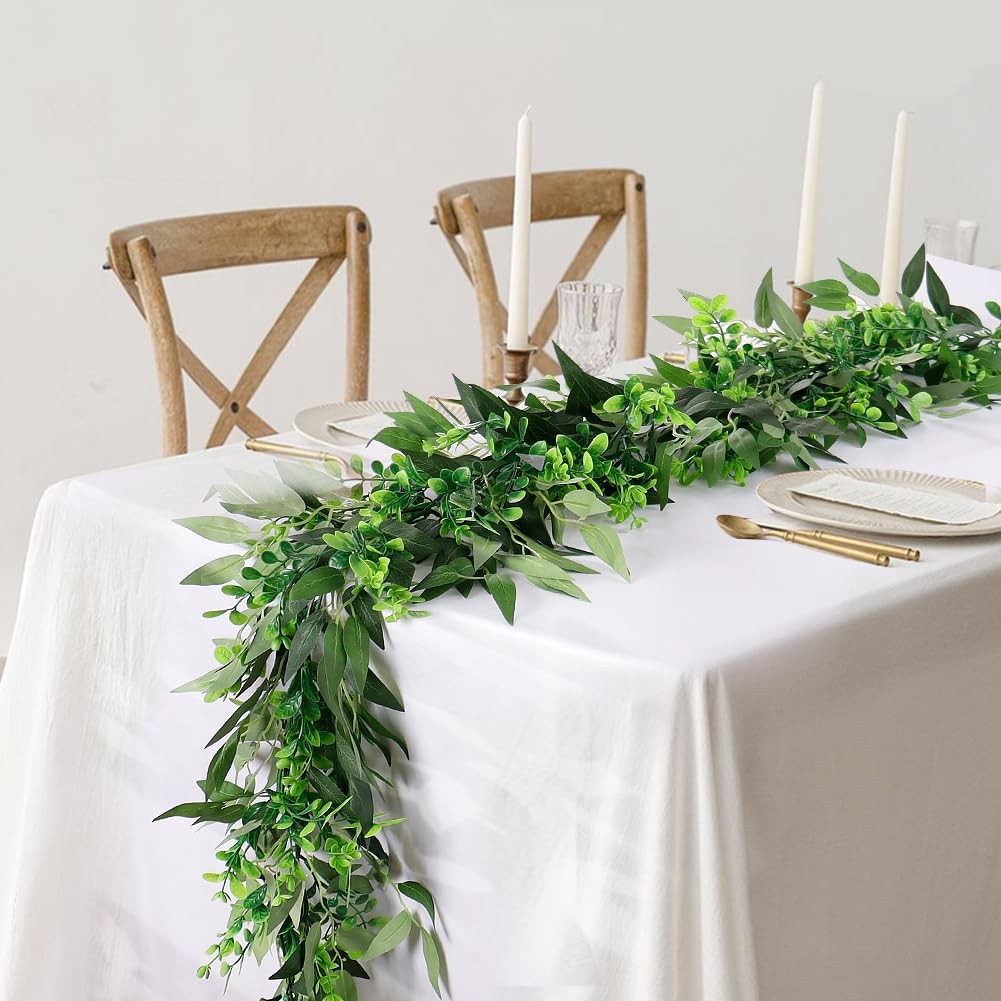 Artificial Willow Leaves Vine Twigs 2Pcs 6.2Ft Silk Greenery Garland Fake Han…