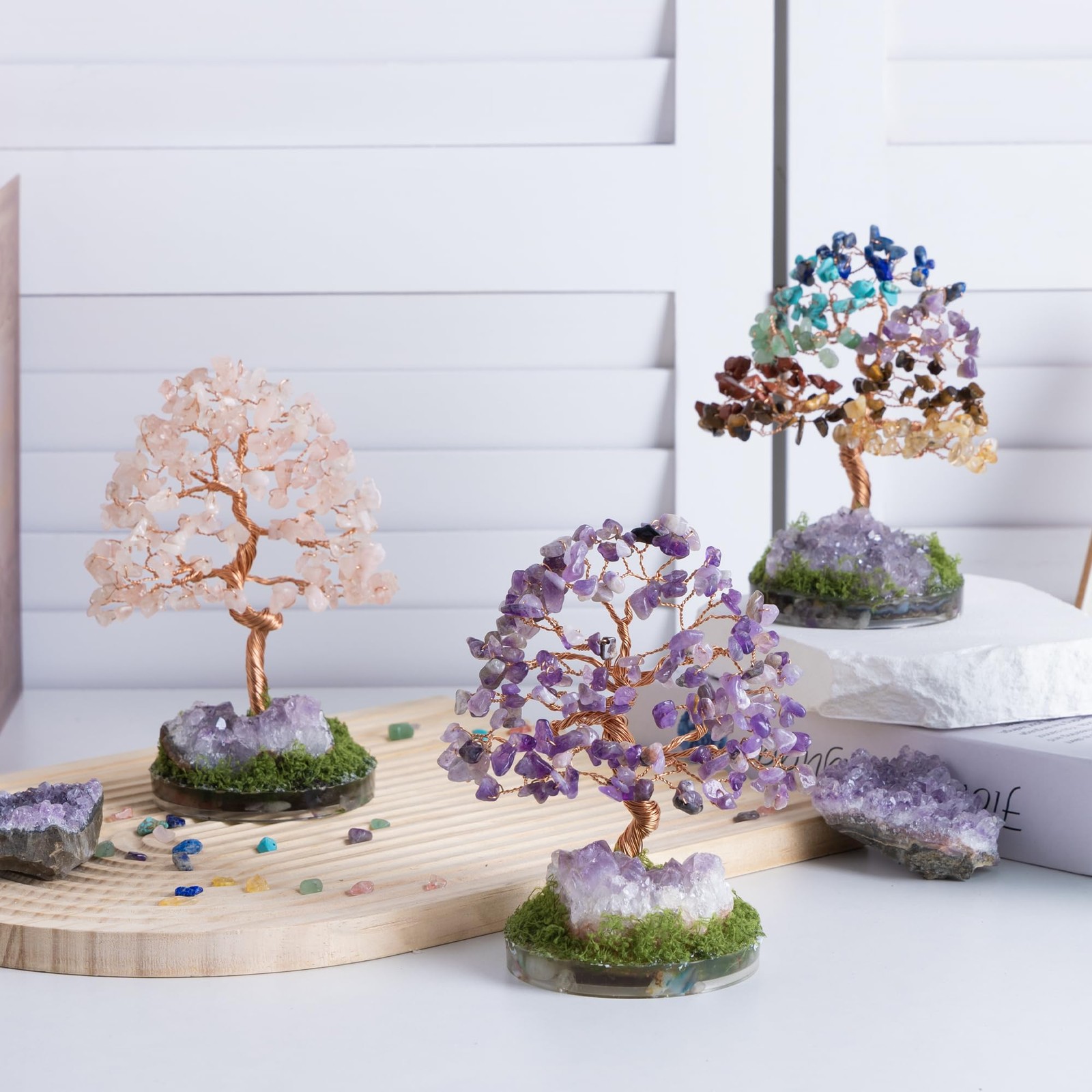 Amethyst Crystal Tree of Life Crystal Money Gemstone Tree Office Desk Decor