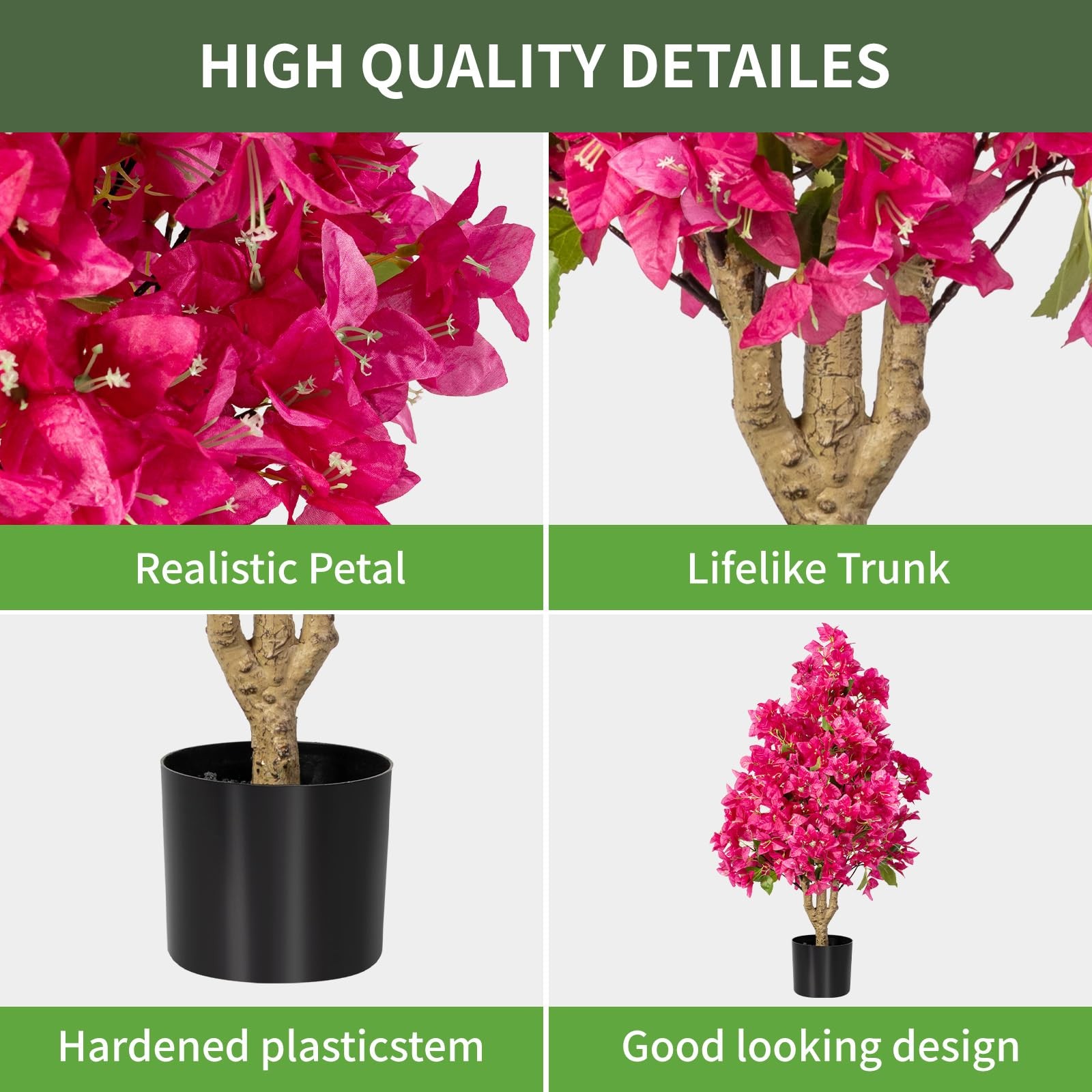 2Pack Artificial Bougainvillea Tree, Faux Silk Floral Tree Bougainvillea Plan…