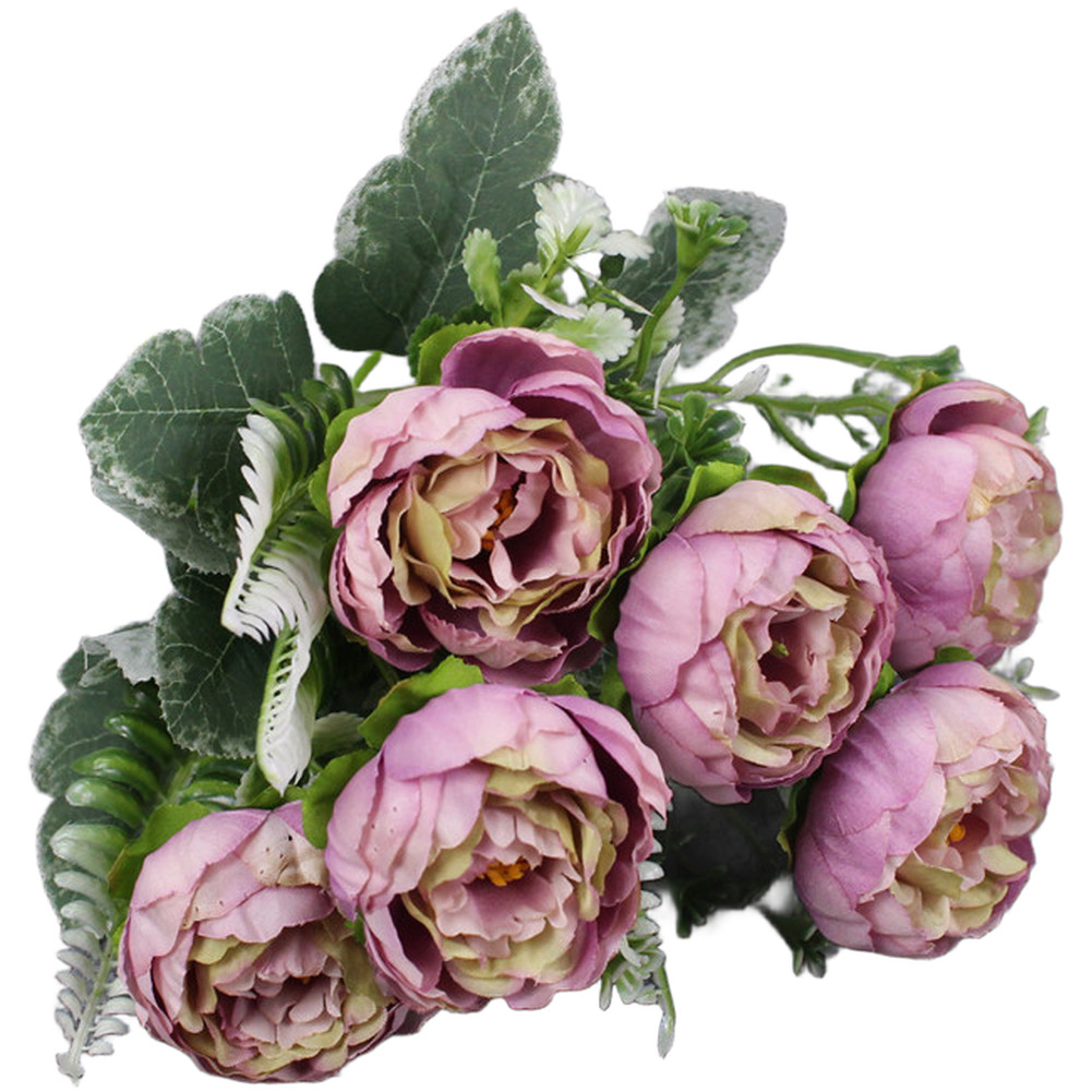 Artificial Silk Peony Bouquet 6 Heads for Wedding Favors Home Decor Arrangement
