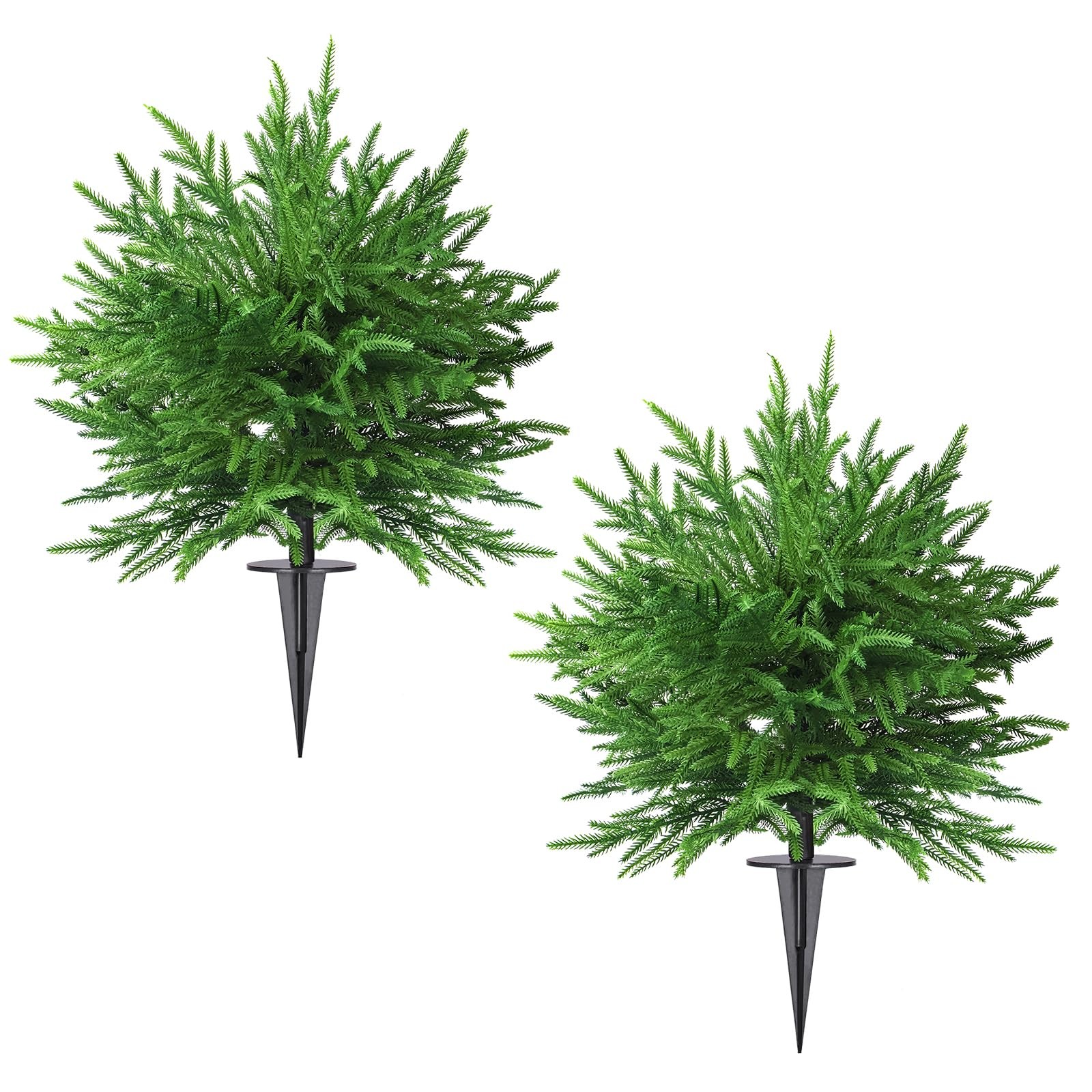 Artificial Topiary Ball Trees, 2 Pack 28” UV Resistant Faux Cedar Bushes, Ou…