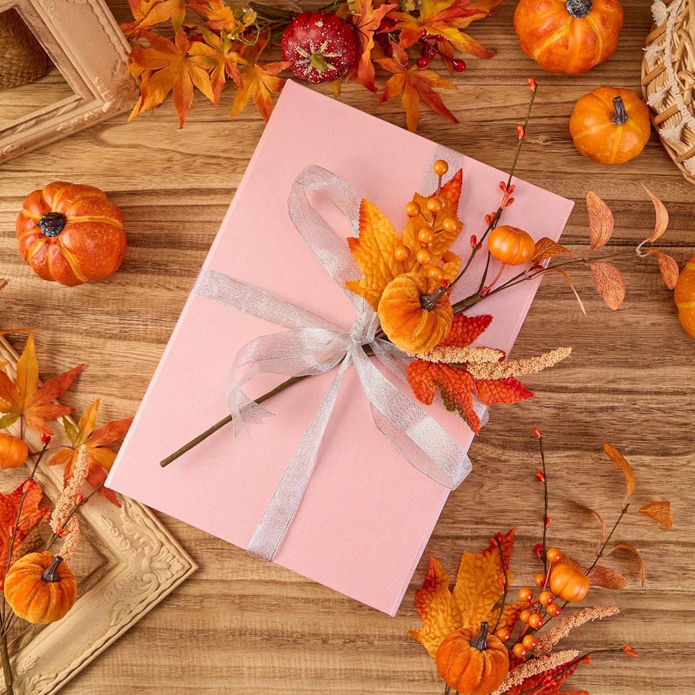 4x High Quality Artificial Pumpkin Maple Leaf Ornaments fits Floral Arrangements